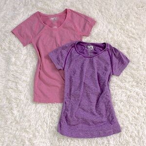 TWO sports tops Heather purple heathered pink size S BUNDLE LOT